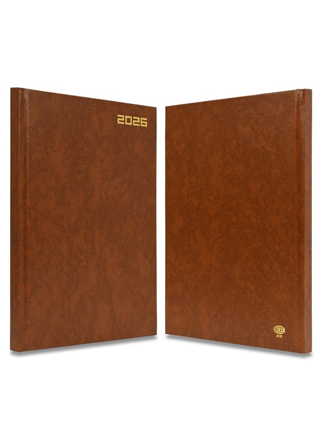 FIS 2026 Diary, A4 Size Diary(210x297mm), Hard Cover Vinyl Materials, 1 Day a Page, English, 60gsm White Paper, Brown Color-FSDI41E26BR - Image 2