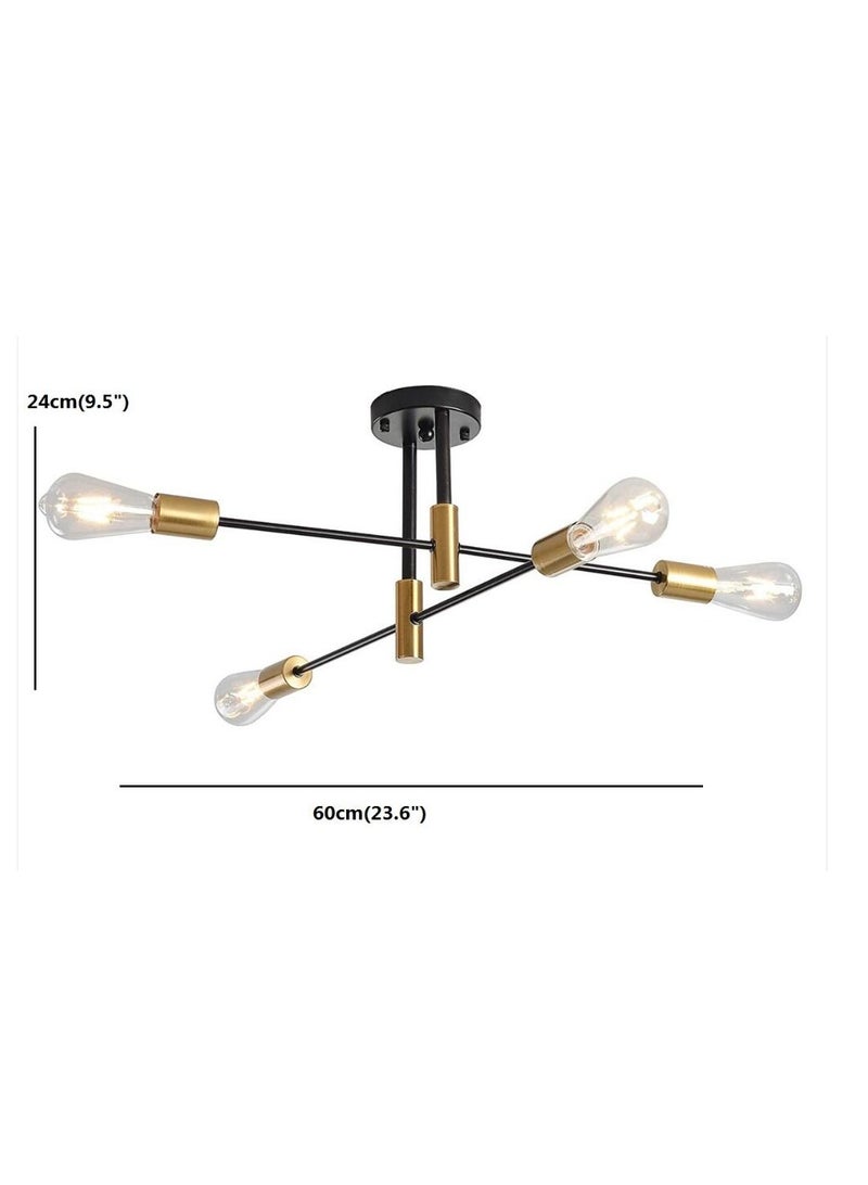 Mid Century Sputnik Chandelier Modern Ceiling Lighting 4 Lights Adjustable Industrial Mount Pendant Light Fixture for Kitchen Living Dining Room Bedroom Foyer (Bulbs NOT Included)