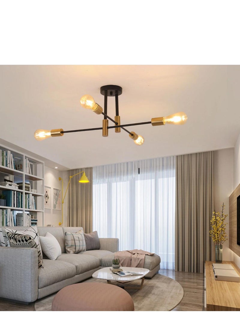 Mid Century Sputnik Chandelier Modern Ceiling Lighting 4 Lights Adjustable Industrial Mount Pendant Light Fixture for Kitchen Living Dining Room Bedroom Foyer (Bulbs NOT Included)