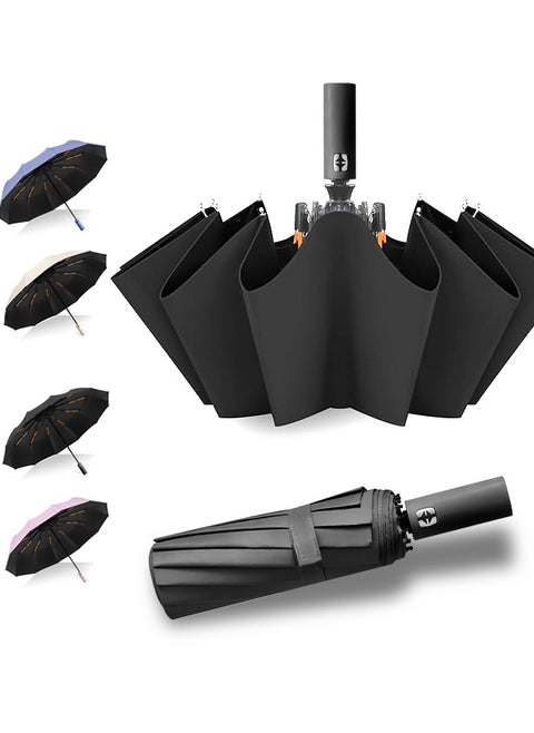 Automatic Folding Umbrella, Automatic Opening and Closing, Lightweight and Portable Folding Umbrella, Suitable for Sunny/Rainy Days, Black