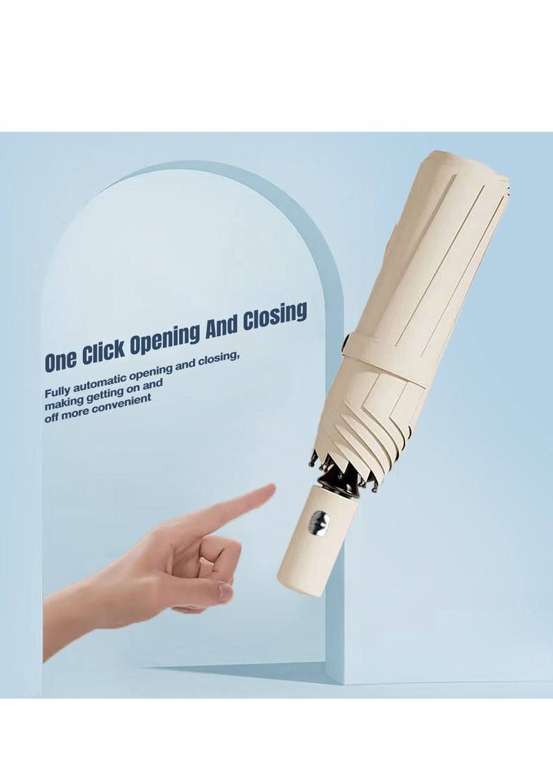 Generic - Automatic Folding Umbrella, Automatic Opening and Closing, Lightweight and Portable Folding Umbrella, Suitable for Sunny/Rainy Days, Black - Image 1