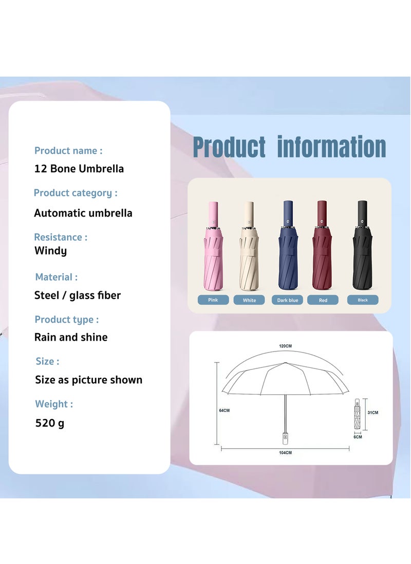 Generic - Automatic Folding Umbrella, Automatic Opening and Closing, Lightweight and Portable Folding Umbrella, Suitable for Sunny/Rainy Days, Black - Image 1