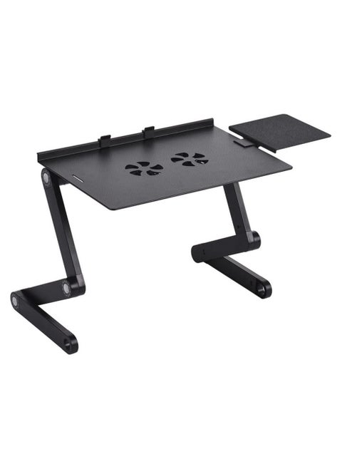 Foldable Laptop Table Stand Vented Computer Desk Bed Lap Tray 360 Degree Adjustable with Mouse Pad Cooling Fans