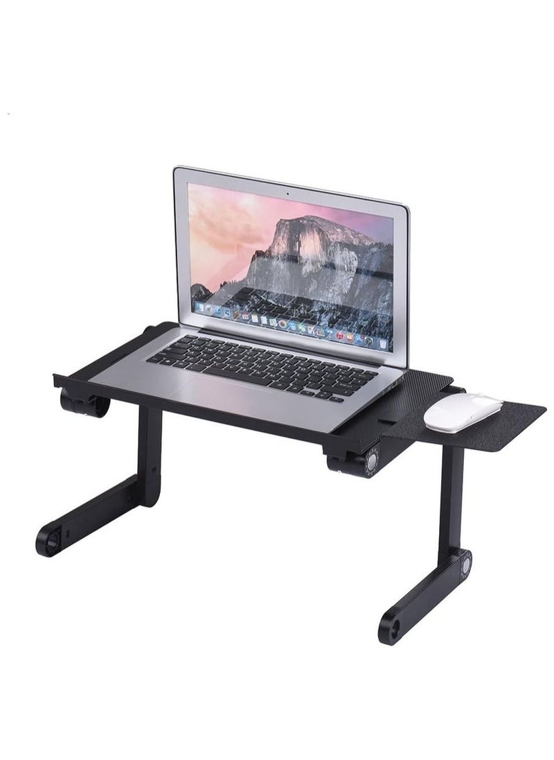 Generic - Foldable Laptop Table Stand Vented Computer Desk Bed Lap Tray 360 Degree Adjustable with Mouse Pad Cooling Fans - Image 1