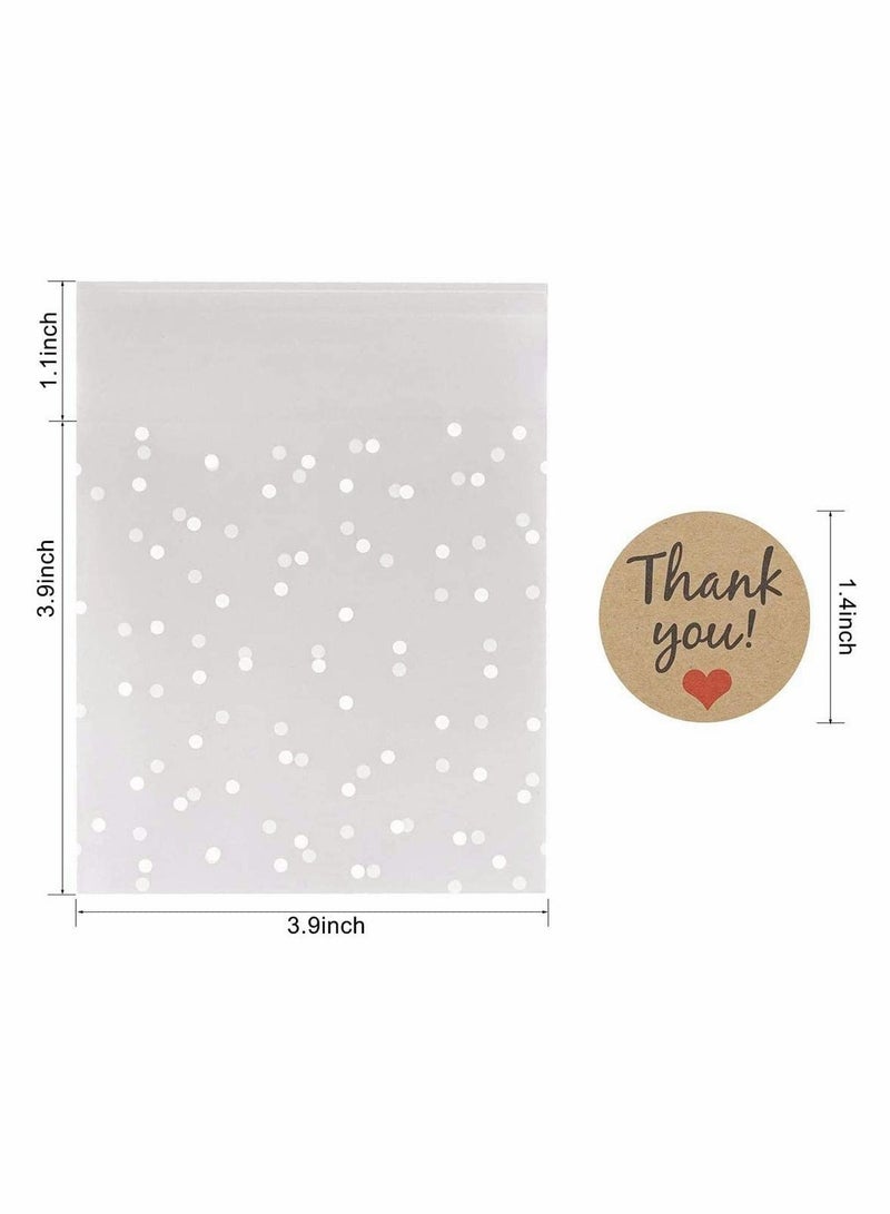 Y&D Resealable Plastic Cellophane Bags 100Piece Self Adhesive Cookie Treat Bags, with Thank You Stickers, 3.9x3.9 inch - Image 5