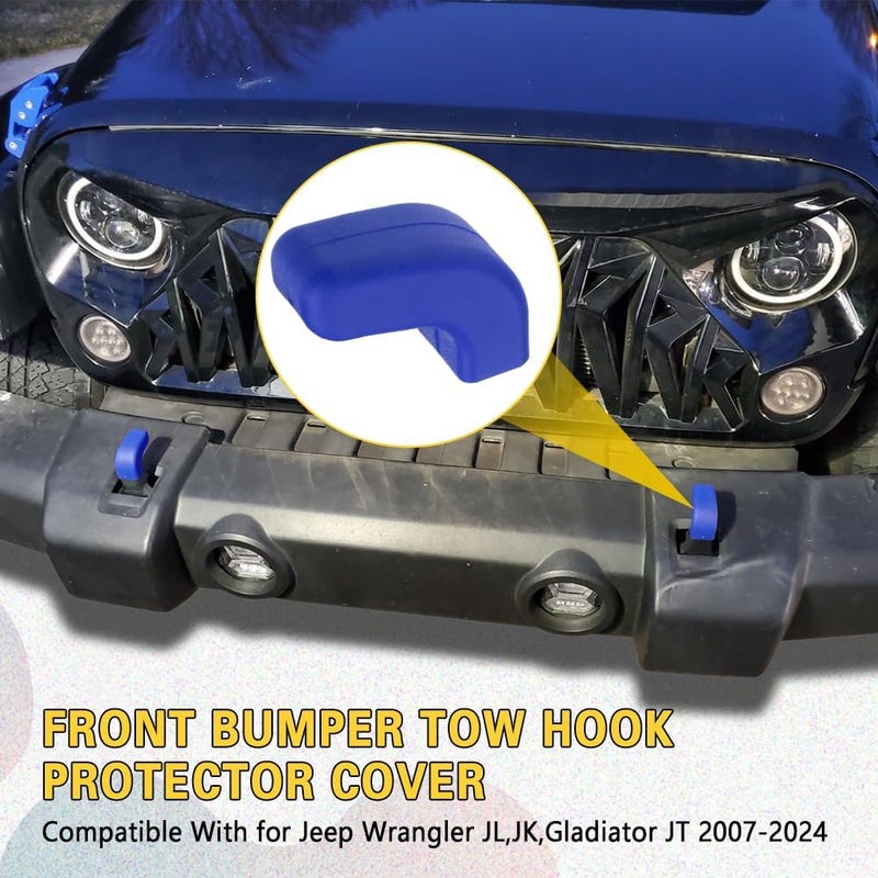 ASUBHA 2Pack Factory Bumper Tow Hook Covers for Jeep Wrangler JK JL Gladiator JT 2007-2025 Front Bumpers, Rubber Sleeve Protectors for Front Bumper, Automotive Exterior Accessories - Image 3