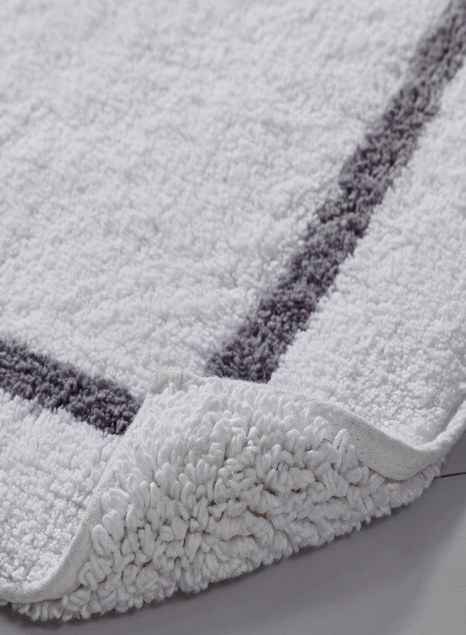 Modern Threads 2-Pack Reversible Contrast Stripe Bath Mat Set 17-inch by 24-inch & 21-inch by 34-inch, Taupe - Image 2
