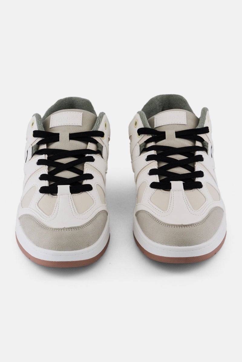Algspar Men Lace Up Casual Shoes, Beige - Image 3