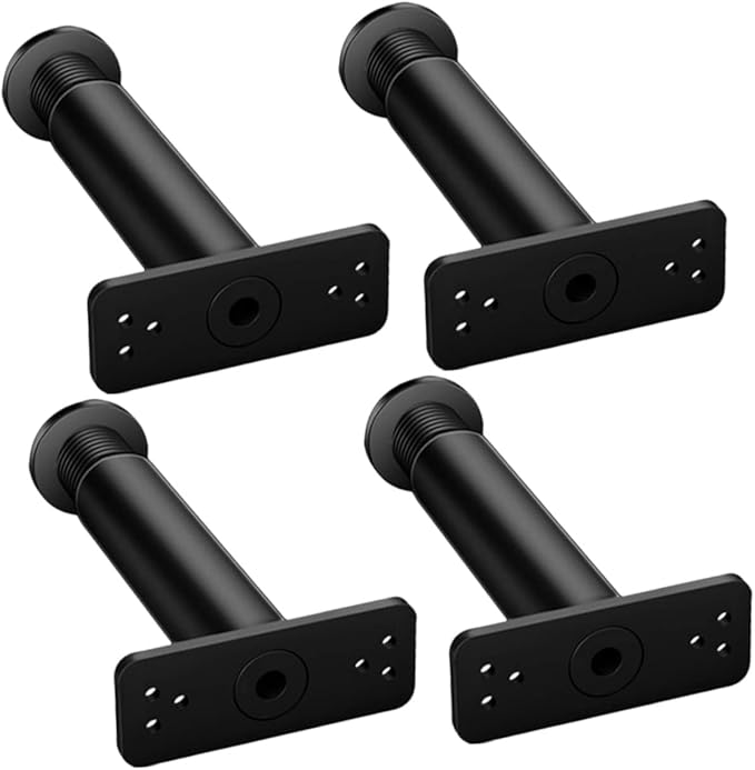 Black Bed Frame Center Support Legs 4 Piece Set 18X10CM Replacement For King Bunk Floor Bedframes - Image 1