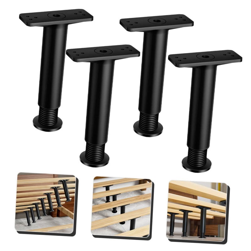 Black Bed Frame Center Support Legs 4 Piece Set 18X10CM Replacement For King Bunk Floor Bedframes - Image 5