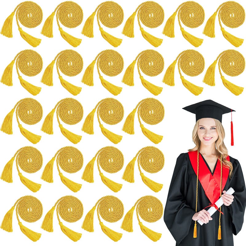 Geosar Geosar 48 Pcs Graduation Cords Honor Cords with Tassel for Bachelor Master Doctor Graduation Ceremonies Gold 