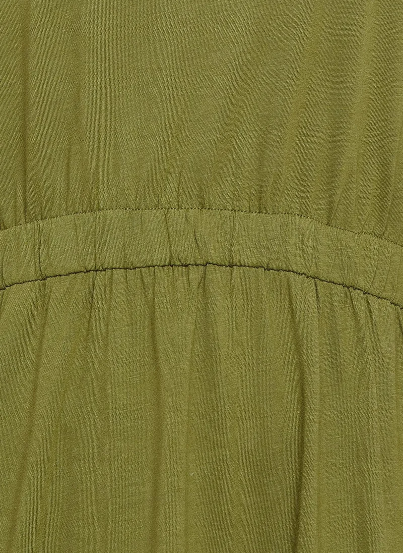 Clovia Green Clovia Chic Basic Short Nighty in Olive Green - Modal for Women | Best Price UAE