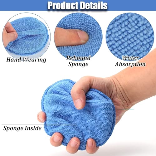 FONAROLL Microfiber Wax Applicator Pads, Car Wax Applicator with Finger Pocket, Buffing & Detail Polishing Foam Pads for Car Cleaning and Fine Polishing (5 inch, 6 Pack) - Image 3