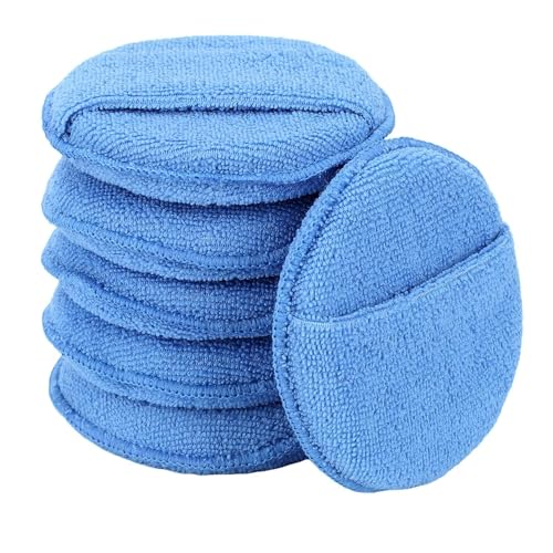 FONAROLL Microfiber Wax Applicator Pads, Car Wax Applicator with Finger Pocket, Buffing & Detail Polishing Foam Pads for Car Cleaning and Fine Polishing (5 inch, 6 Pack) - Image 1