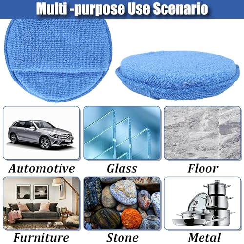 FONAROLL Microfiber Wax Applicator Pads, Car Wax Applicator with Finger Pocket, Buffing & Detail Polishing Foam Pads for Car Cleaning and Fine Polishing (5 inch, 6 Pack) - Image 2
