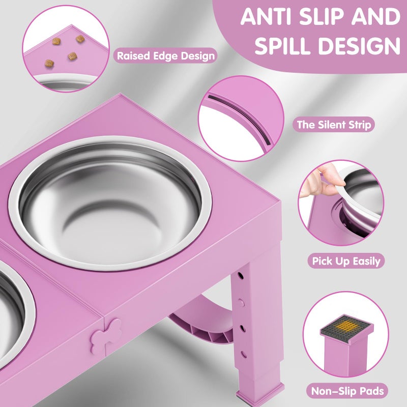 XIAZ Elevated Dog Bowls Large Breed Raised Dogs Bowl Stand Large/Medium Sized Dog Stainless Steel Food Water Bowl Stands 5 Heights Adjustable 9/11/12/14in Pet Feeder Dish Station - Image 5