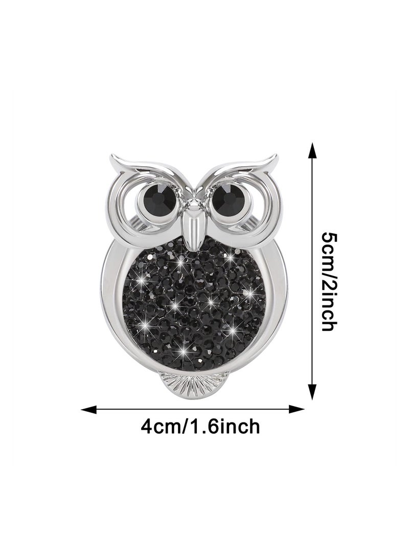 SYOSI Car Push Start Button Cover Cute Bling Crystal Car Engine Start Stop Button Cover Car Engines Start Stop Accessories for Owl Car Interior Decoration Black Rhinestone Sticker - Image 2