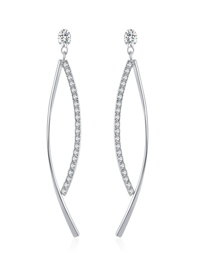 SBLING Platinum Plated Cubic Zirconia Drop Earrings - Image 1