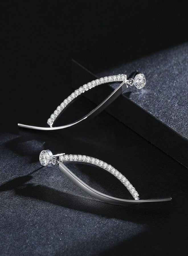 SBLING Platinum Plated Cubic Zirconia Drop Earrings - Image 3
