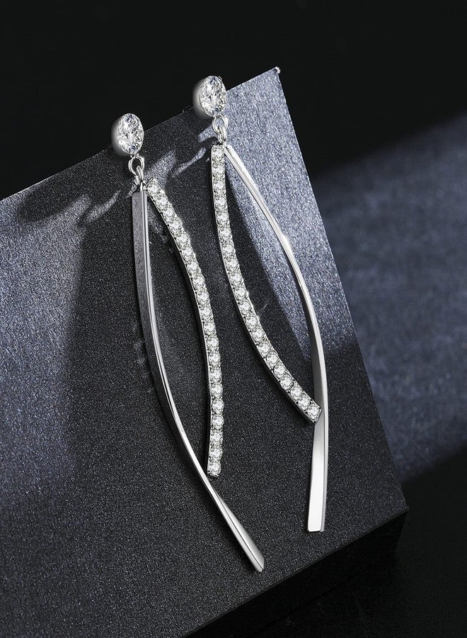 SBLING Platinum Plated Cubic Zirconia Drop Earrings - Image 2
