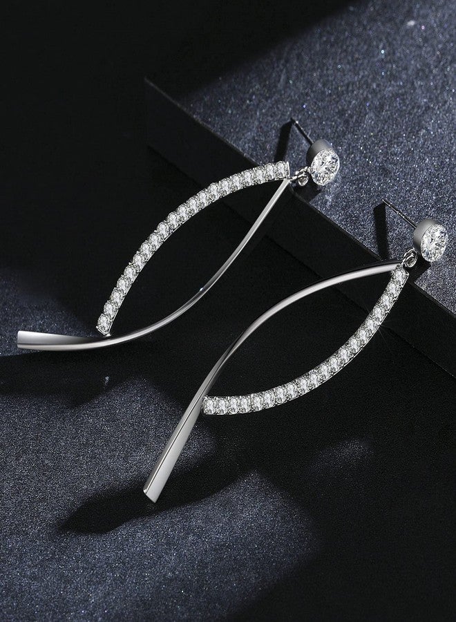 SBLING Platinum Plated Cubic Zirconia Drop Earrings - Image 4