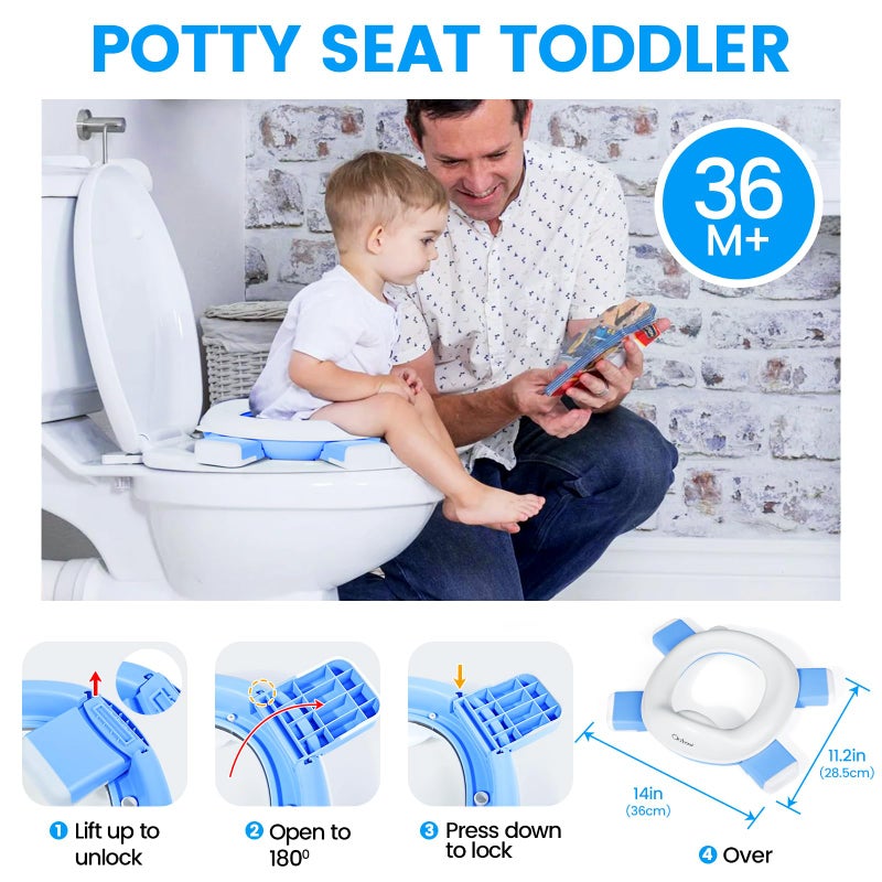 Orzbow Portable Potty Training Toilet for Boys and Girls with Storage Bag - Foldable Travel Potty Chair, Toddler Potty Seat for Indoor and Outdoor, Easy to Clean, Includes Free 40pcs Travel Bags, Blue - Image 2