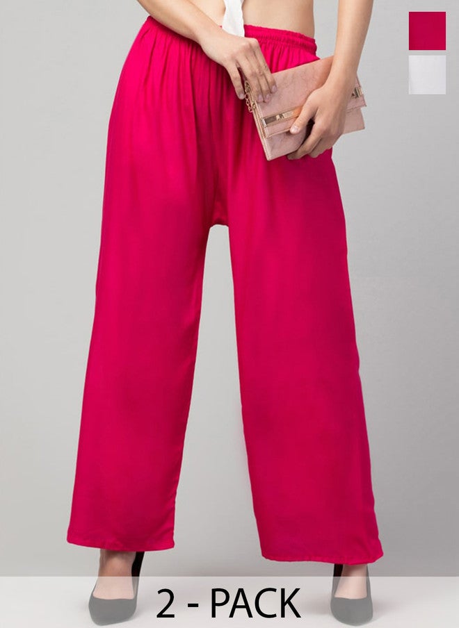 Trend Level Women Pack Of 2 Straight Mid Rise Palazzos - Image 1
