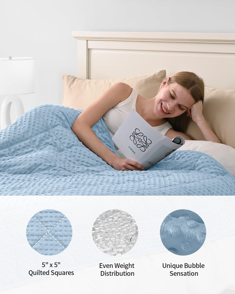 Mr. Sandman بطانية مرزم النوم الموزونة للبالغين، وزنها 10 رطل، مقاس 41 × 60 بوصة، بنقاط مينكي وخرز زجاجي، ناعمة ومريحة للاستخدام في المدرسة والمنزل، بلون أزرق بحري - Image 5