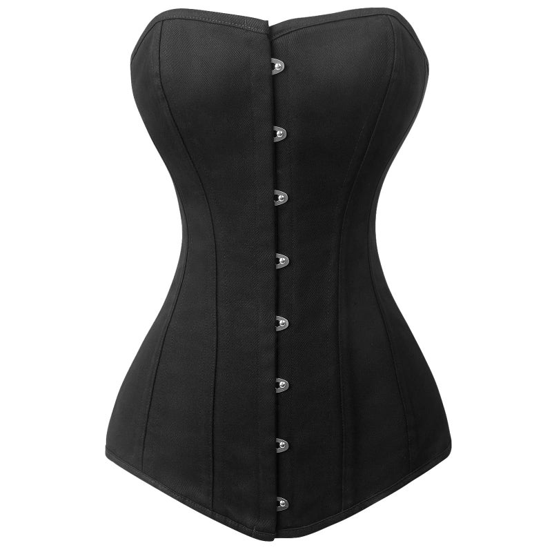 Charmian Womens 26 Steel Boned Cotton Long Torso Hourglass Body Shaper Corset Black Large
