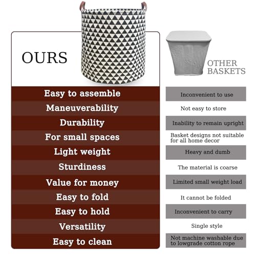 TeLUVHome Waterproof Laundry Hamper Collapsible Laundry Basket Leather Handle Laundry Bag Large Clothes Storage Toy Organization for Bathroom Bedroom Laundryroom College Dorms (Hesan-002) - Image 4
