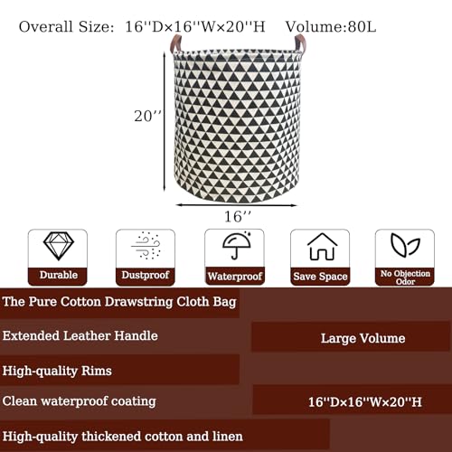 TeLUVHome Waterproof Laundry Hamper Collapsible Laundry Basket Leather Handle Laundry Bag Large Clothes Storage Toy Organization for Bathroom Bedroom Laundryroom College Dorms (Hesan-002) - Image 2