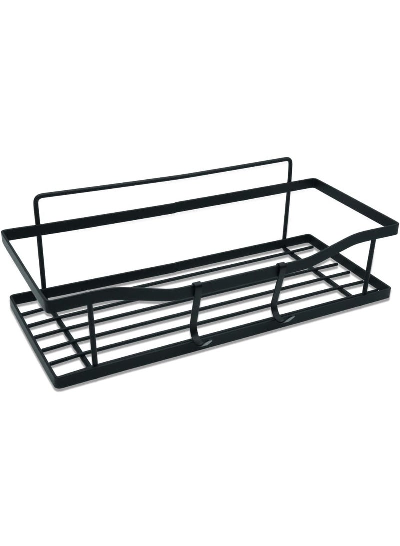 بيرام رف حمام بيرام مستطيل باللون الأسود غير اللامع حامل معلق من الصلب الكربوني منظم حمام نحيف موفر للمساحة مقاوم للصدأ ومتينة علبة جداري لتخزين مستلزمات الحمام الشامبو الصابون والإكسسوارات