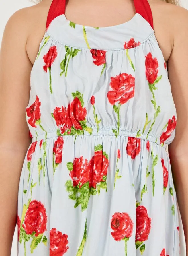 Styli Halter Neck Floral Print Dress