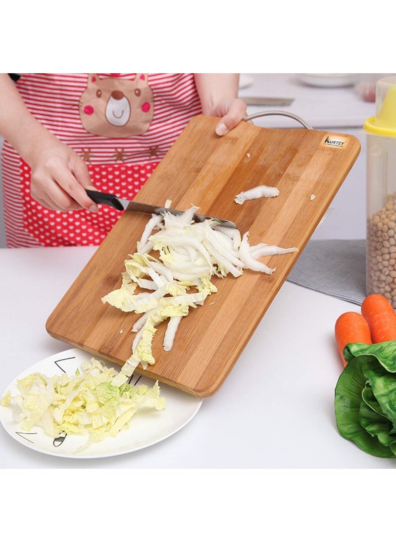 VIBGYOR PRODUCTS Vibgyor Products Large NonSlip Wooden Bamboo Cutting Board with Antibacterial Surface with Premium Stainless Steel Handle Brown Design As Per Available  - Image 3