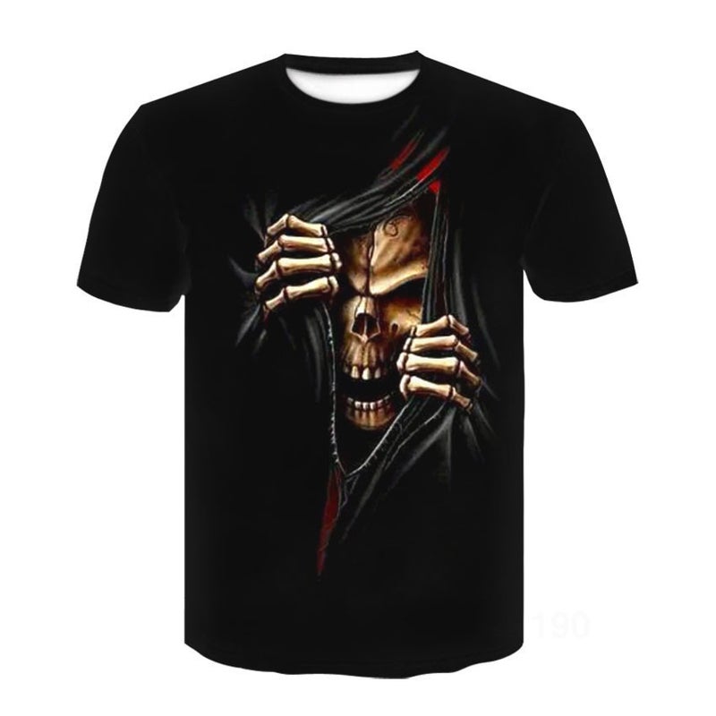 Summer short-sleeved t-shirt round neck loose plus fat loose large size T-shirt men's 3D digital printing fashion personality pattern LL323 XL - Image 2