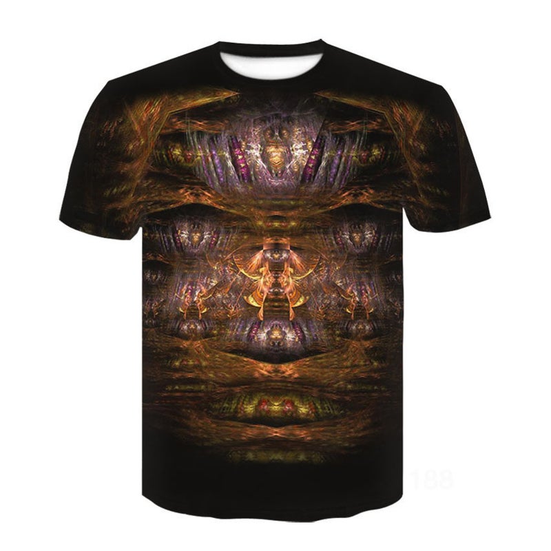 Summer short-sleeved t-shirt round neck loose plus fat loose large size T-shirt men's 3D digital printing fashion personality pattern LL323 XL - Image 3
