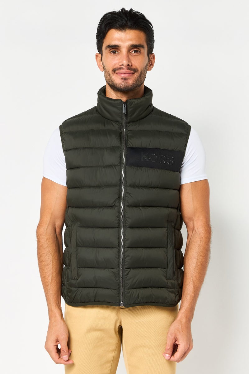 Michael Kors Men Quilted Puffer Jacket Vest, Olive - Image 1