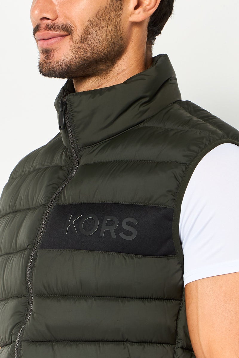 Michael Kors Men Quilted Puffer Jacket Vest, Olive - Image 3