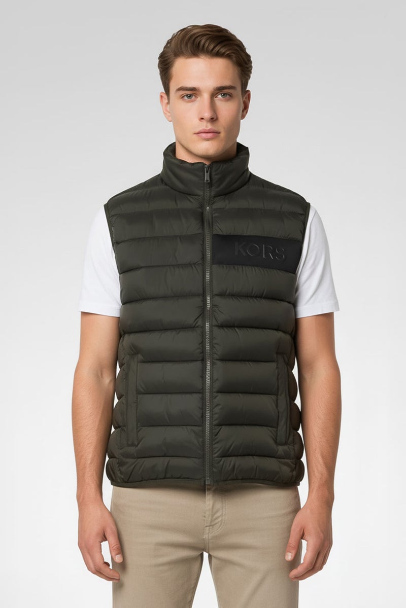 Michael Kors Men Quilted Puffer Jacket Vest, Olive - Image 2