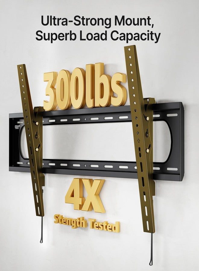 monTEK Heavy Duty Tilting TV Wall Mount for 60-120” Large TVs up to 300 lbs, Max VESA 900x600, ±10° Tilt to Reduce Glare, Low Profile Slim Bracket Fits 16”/18”/24”/32” Studs - Image 3