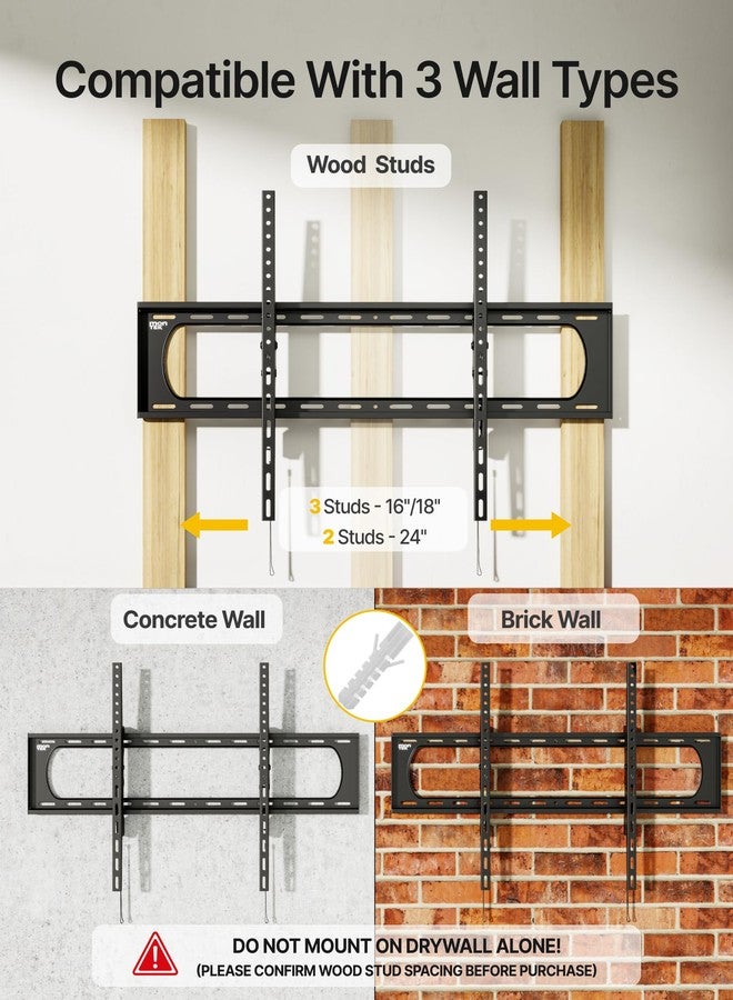 monTEK Heavy Duty Tilting TV Wall Mount for 60-120” Large TVs up to 300 lbs, Max VESA 900x600, ±10° Tilt to Reduce Glare, Low Profile Slim Bracket Fits 16”/18”/24”/32” Studs - Image 4