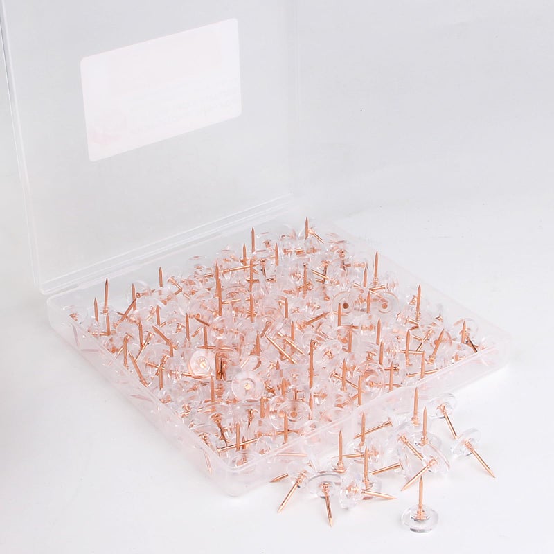 Yalis Push Pins 200-count Flat Rosegold Thumb Tacks Steel Point and Plastic Head for Corkboard and Wooden Photo Wall - Image 2