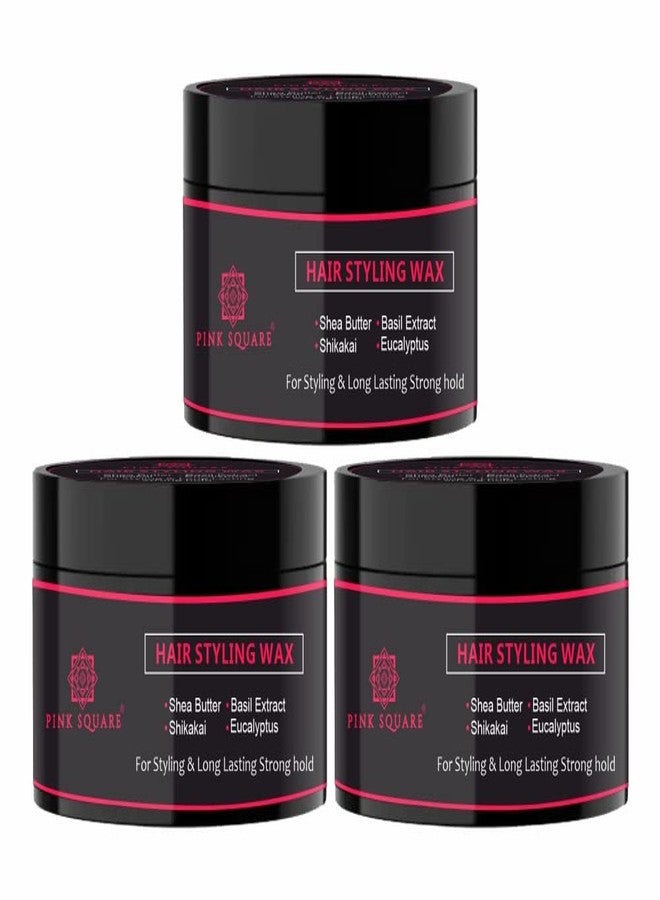 Pink Square Hair Wax for Men | Matte Finish | Hair Style, Shine | Extra Strong Hold Styling Hair Wax Pack of 3 of 50 grams(150 grams) - Image 1