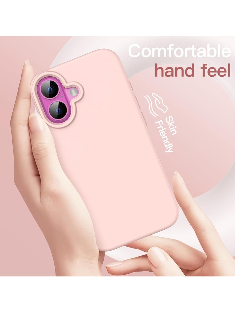 JAJEEK "Liquid Silicone Case for iPhone 16 (6.1-Inch) – Soft Touch, Anti-Scratch, Shockproof Cover with Microfiber Lining (Light Pink)" - Image 3