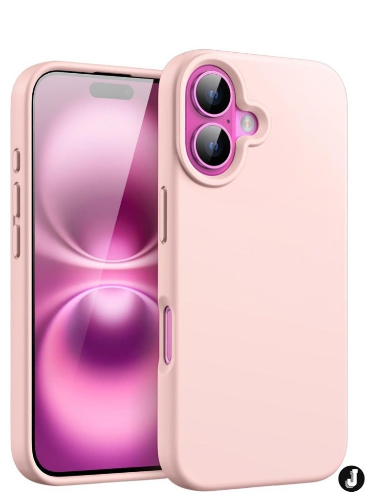 JAJEEK "Liquid Silicone Case for iPhone 16 (6.1-Inch) – Soft Touch, Anti-Scratch, Shockproof Cover with Microfiber Lining (Light Pink)" - Image 1