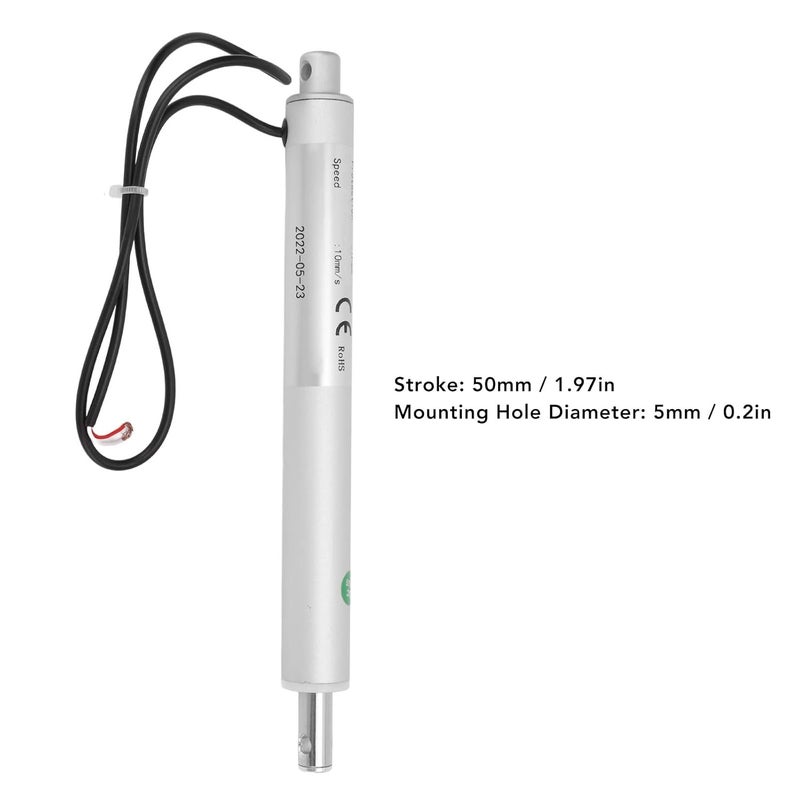 Micro Linear Actuator DC Electric Mini Pen Type 50mm Stroke with Internal Limit Switch, IP65 Rated Aluminum Alloy Actuator for Electric Bed Lift Table Recliner (12V) - Image 4