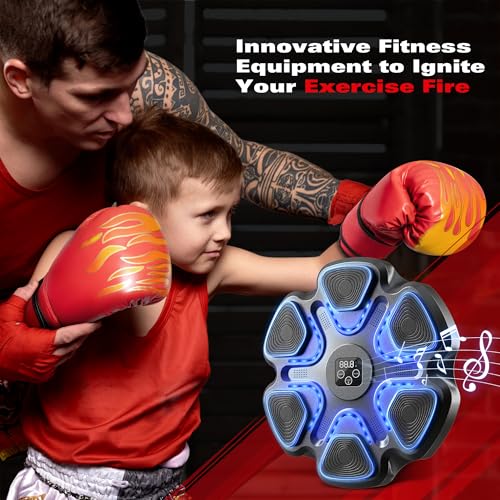 SPIEEK Music Boxing Machine with 9 Speeds & Modes for Adults, Boxing Machine Wall Mounted Music with Gloves, Smart Bluetooth, Gloves for Home and Gym, Training Machine with Electronic(Black) - Image 4