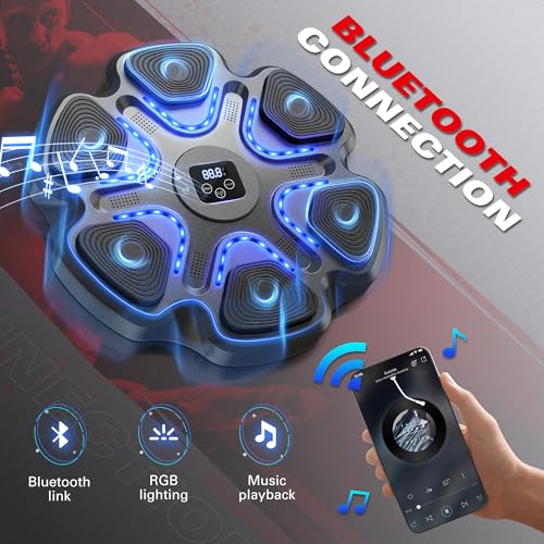 SPIEEK Music Boxing Machine with 9 Speeds & Modes for Adults, Boxing Machine Wall Mounted Music with Gloves, Smart Bluetooth, Gloves for Home and Gym, Training Machine with Electronic(Black) - Image 2
