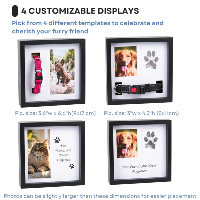 OtterPets Dog Paw Print Kit for Dogs, Dog Picture Frame with Shatterproof Plexiglass, 4 Customizable Displays, 9â€x9â€, Pet Memorial Gifts for Dogs, Loss of Pet Sympathy Gift, Pet Paw Print Impression Kit (Black) - Image 2
