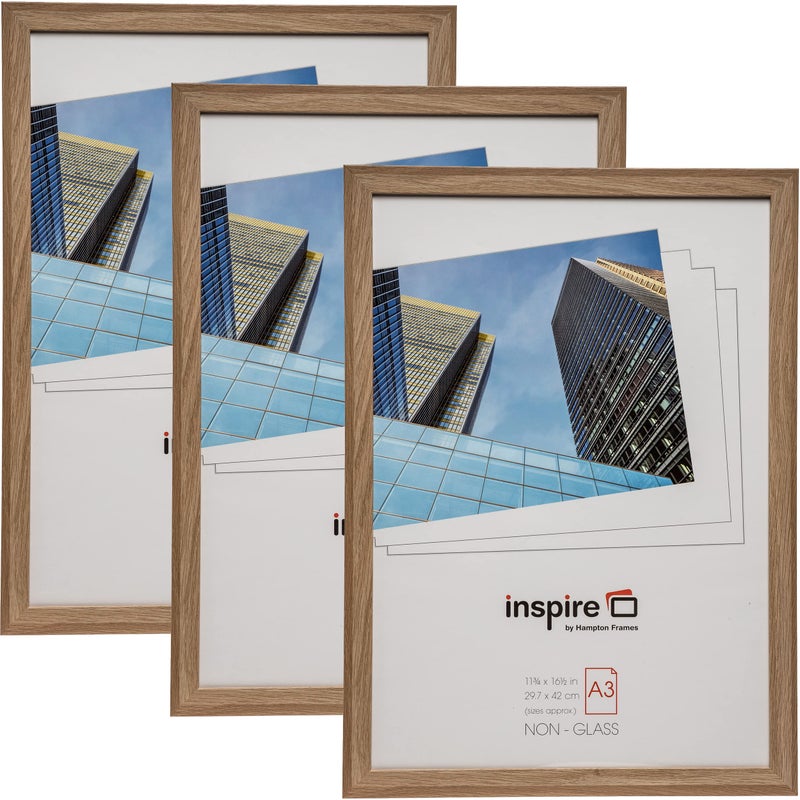 Hampton Frames  Sorbonne A3 Picture Frame  30x42cm Oak Effect Acrylic Front MDF  Wall Mount Landscape or Portrait DropIn Back  Display Photos Posters Certificates